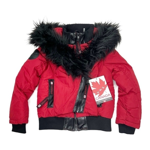 Canada Weathergear Kids Size 4 Winter Puffer Jacket Red Black Waterproof New NWT - Picture 4 of 12